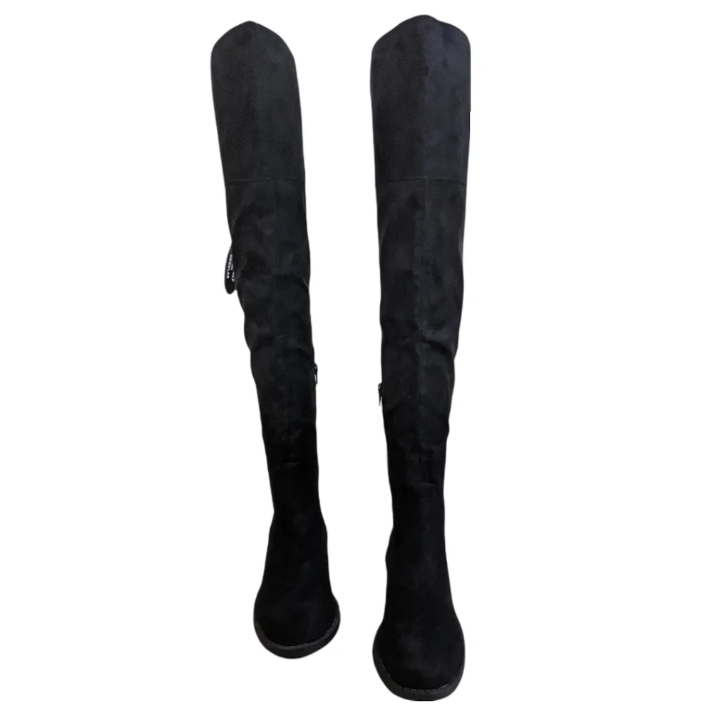 Sun and Stone Allicce Over the Knee Black Microsuede Boots
